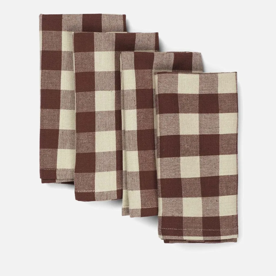 Ferm Living Bothy Check Napkins - Set of 4 - Cinnamon/Grey Green | Coggles