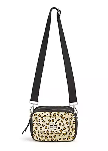 Freemans Black Leopard Cross Body Bag | Grattan