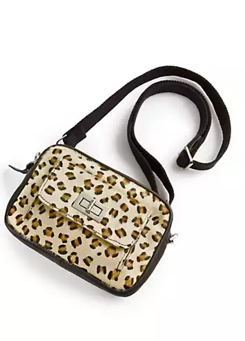 Freemans Black Leopard Cross Body Bag | Grattan