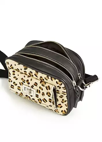 Freemans Black Leopard Cross Body Bag | Grattan