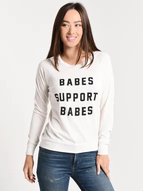     FRIDAY+SATURDAY  Babes Support Babes Long Sleeve Pullover    