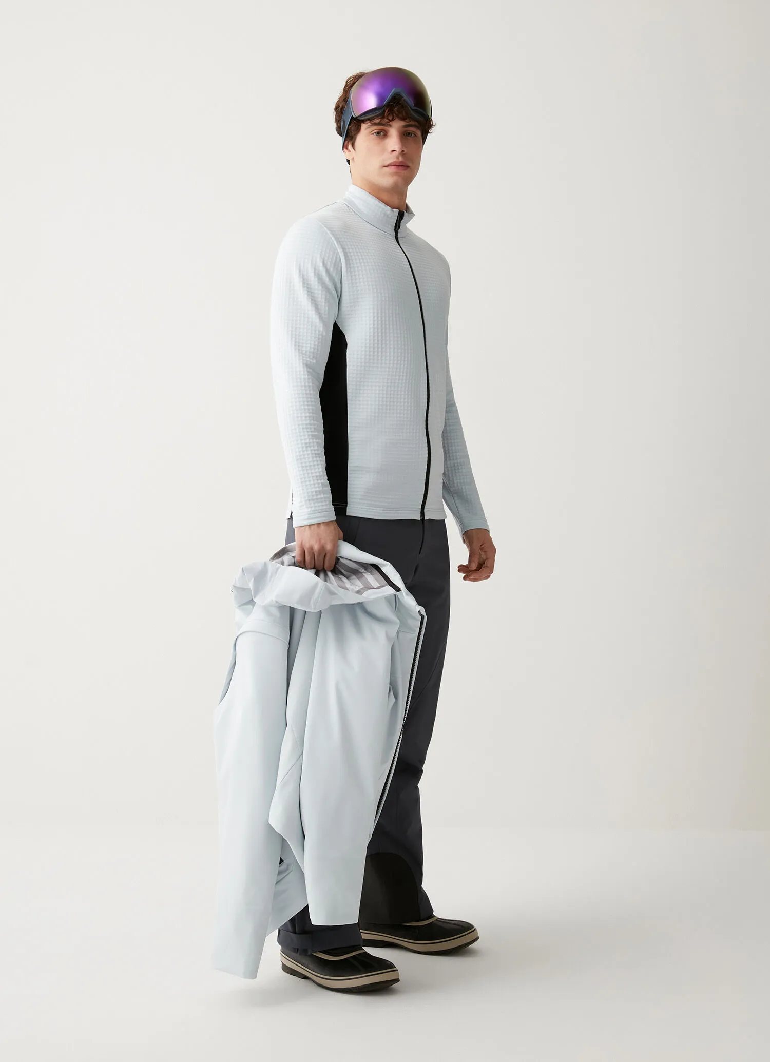 Full-zip waffle-effect stretch ski sweatshirt-