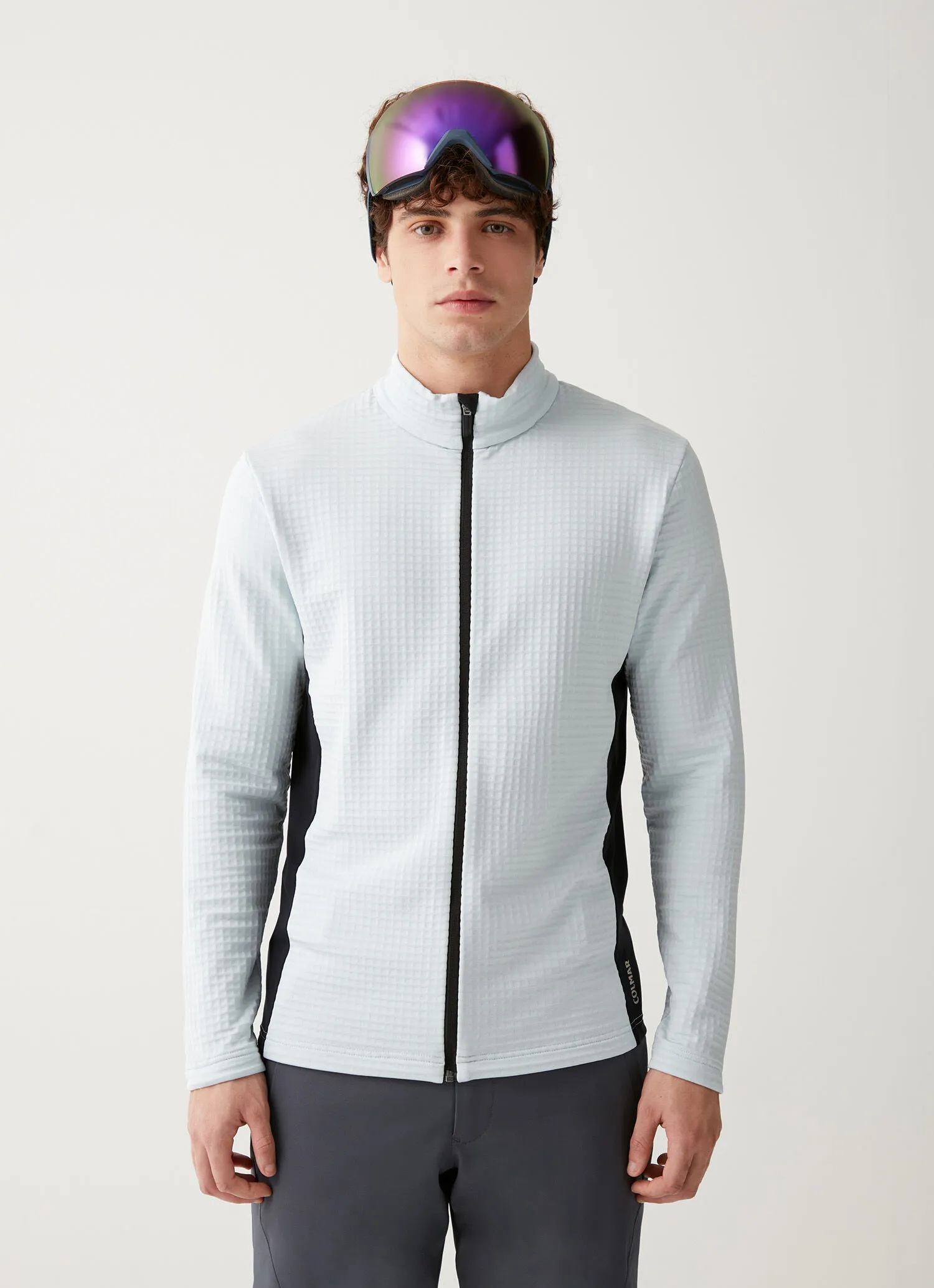 Full-zip waffle-effect stretch ski sweatshirt-