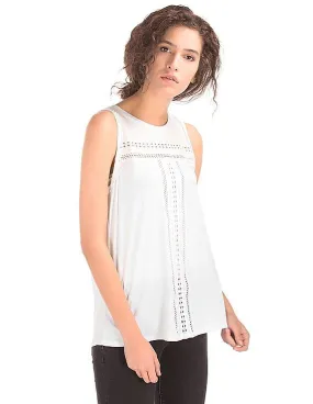 GAP Women White Crochet Swing Tank