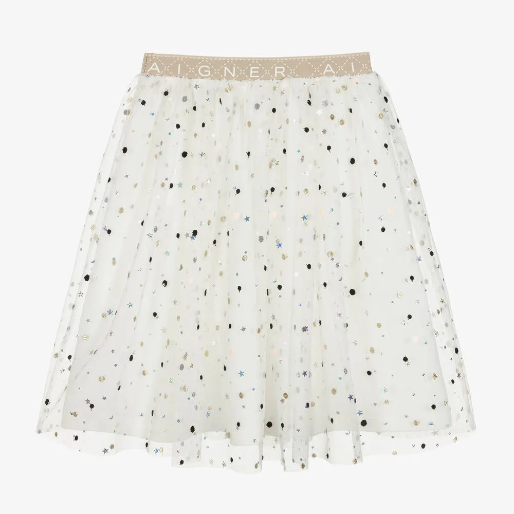 Girls Ivory Tulle Skirt