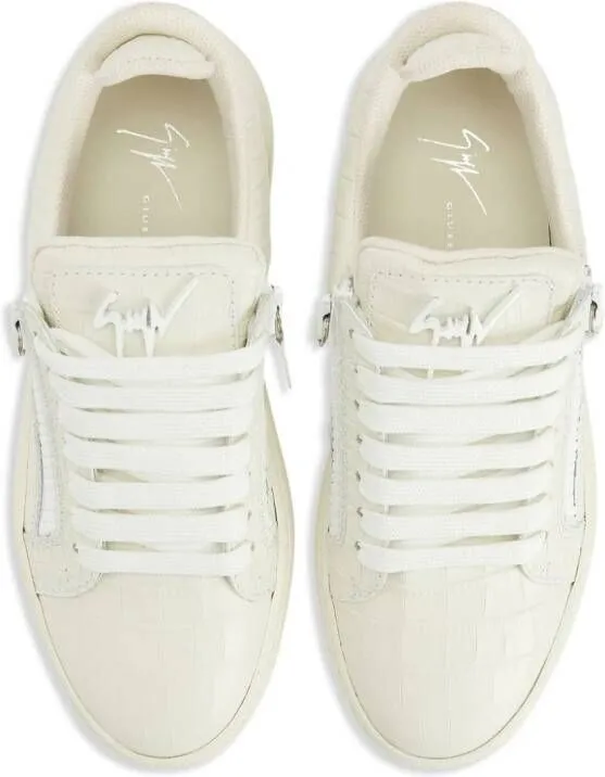 Giuseppe Zanotti embossed crocodile-effect sneakers White