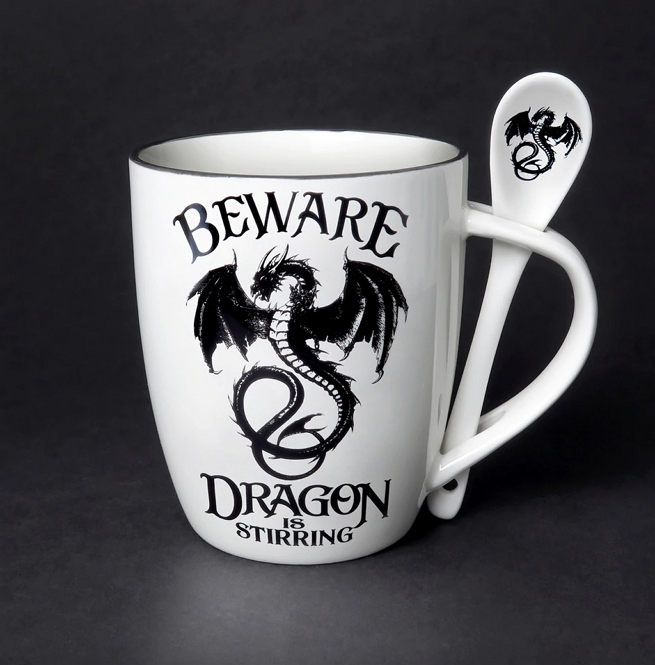 Gothic Dragon Mug and Spoon Set