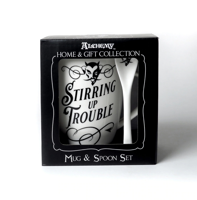 Gothic 'stirring up Trouble' Mug and Spoon Set