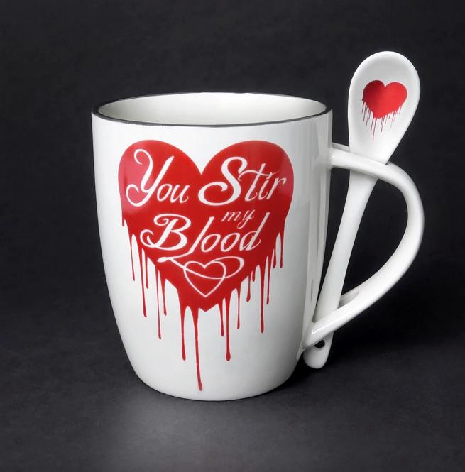 Gothic 'you Stir My Blood' Mug and Spoon Set