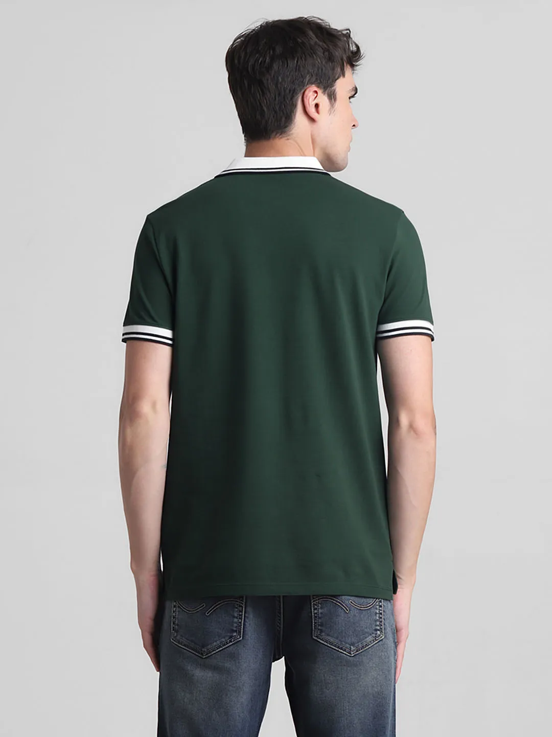 Green Contrast Tipping Polo T-shirt