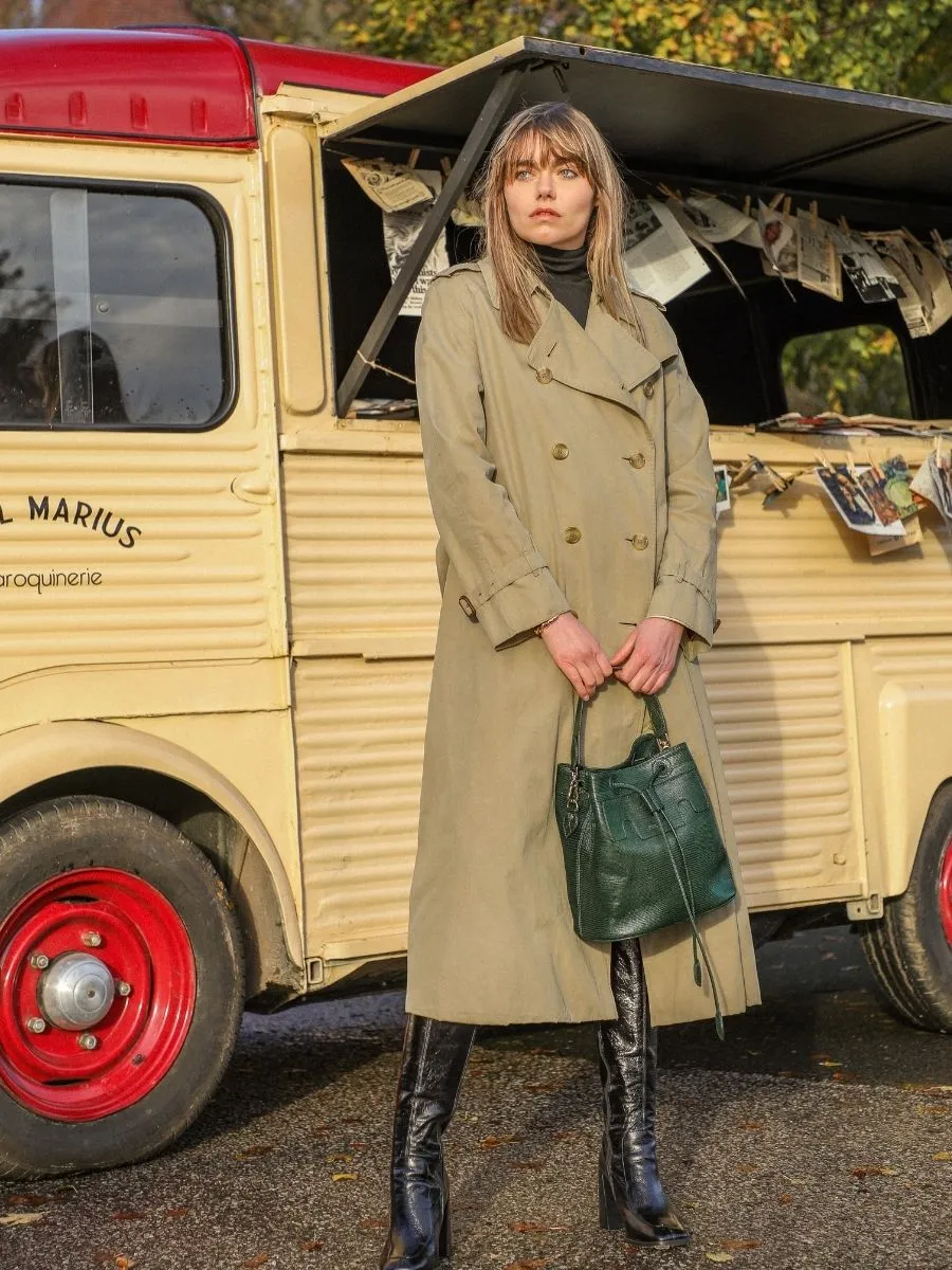 Green Leather Bucket Bag for Women - Capucine 1960 Malachite | PAUL MARIUS