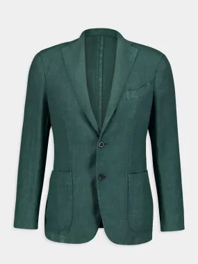 Green Linen Notch-Lapel Jacket