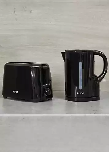 Haden Pack of 2 Pifco Essentials Black 1.7Lt Kettle & 2 Slice Toaster | Kaleidoscope