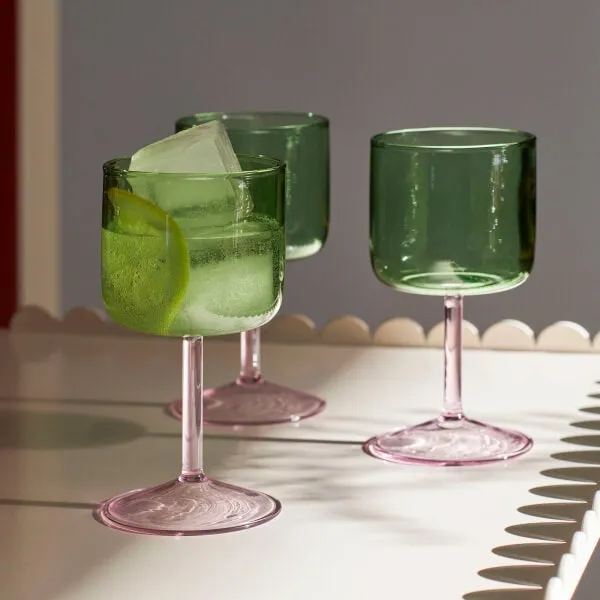 HAY Tint Wine Glass - Set Of 2 - Green & Pink