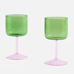 HAY Tint Wine Glass - Set Of 2 - Green & Pink