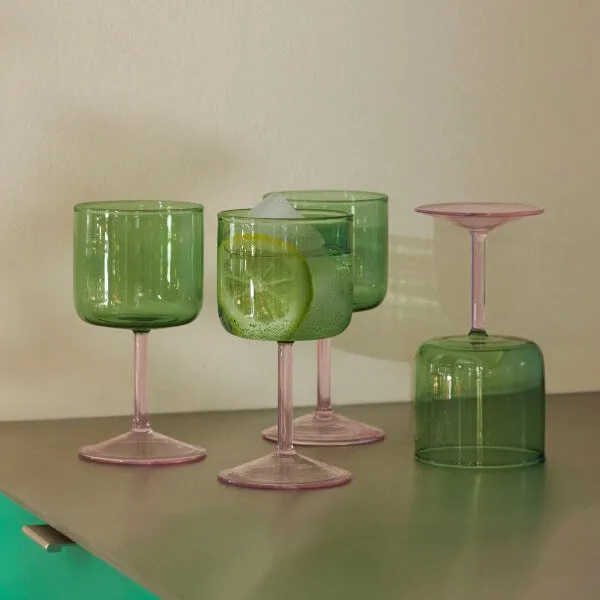 HAY Tint Wine Glass - Set Of 2 - Green & Pink