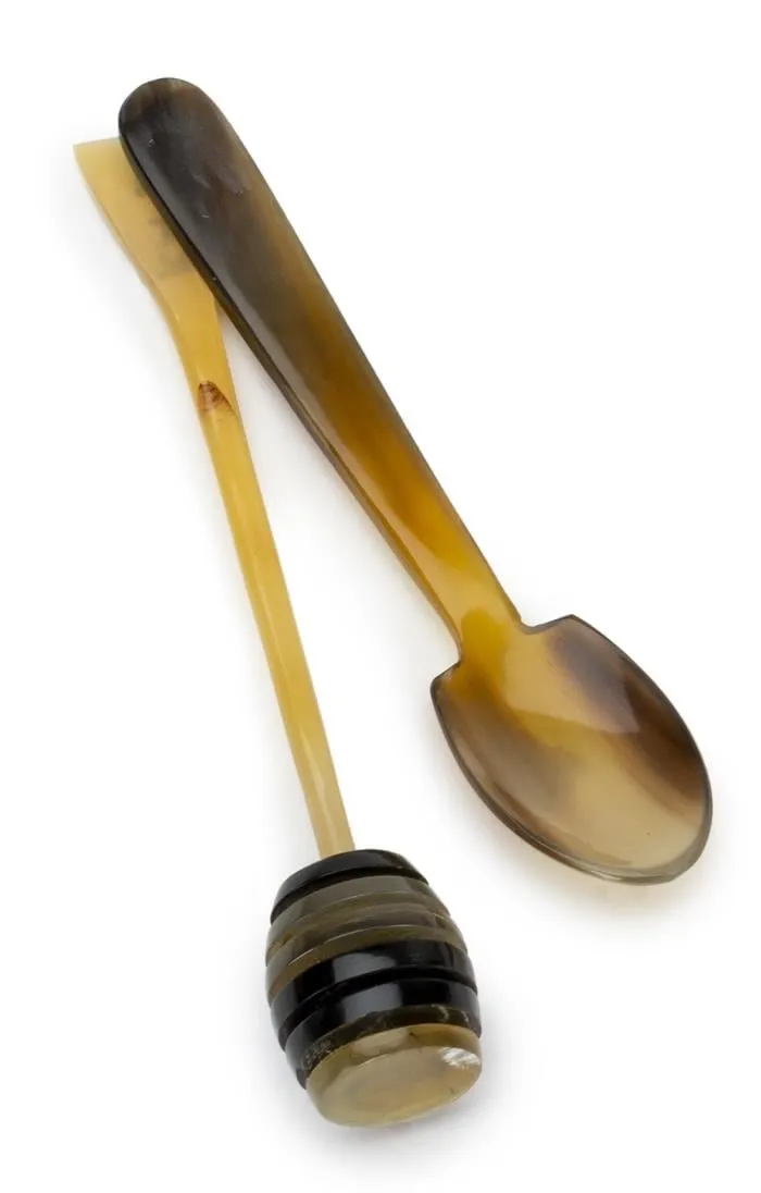 Horn Honey Dipper & Marmalade Spoon Set