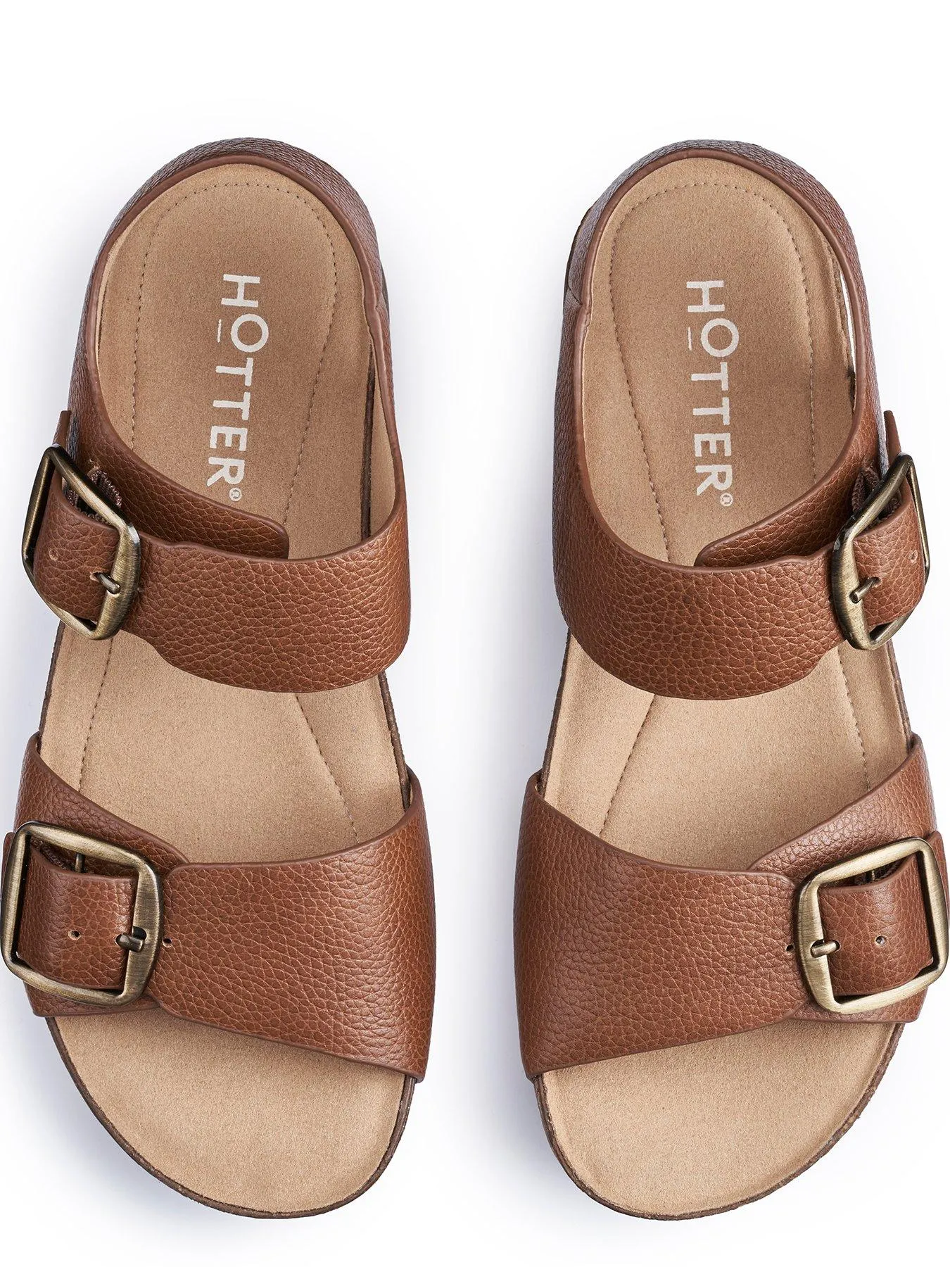 Hotter Sandals Leather Extra Wide Tourist Ii Extra Wide - Rich Tan-le