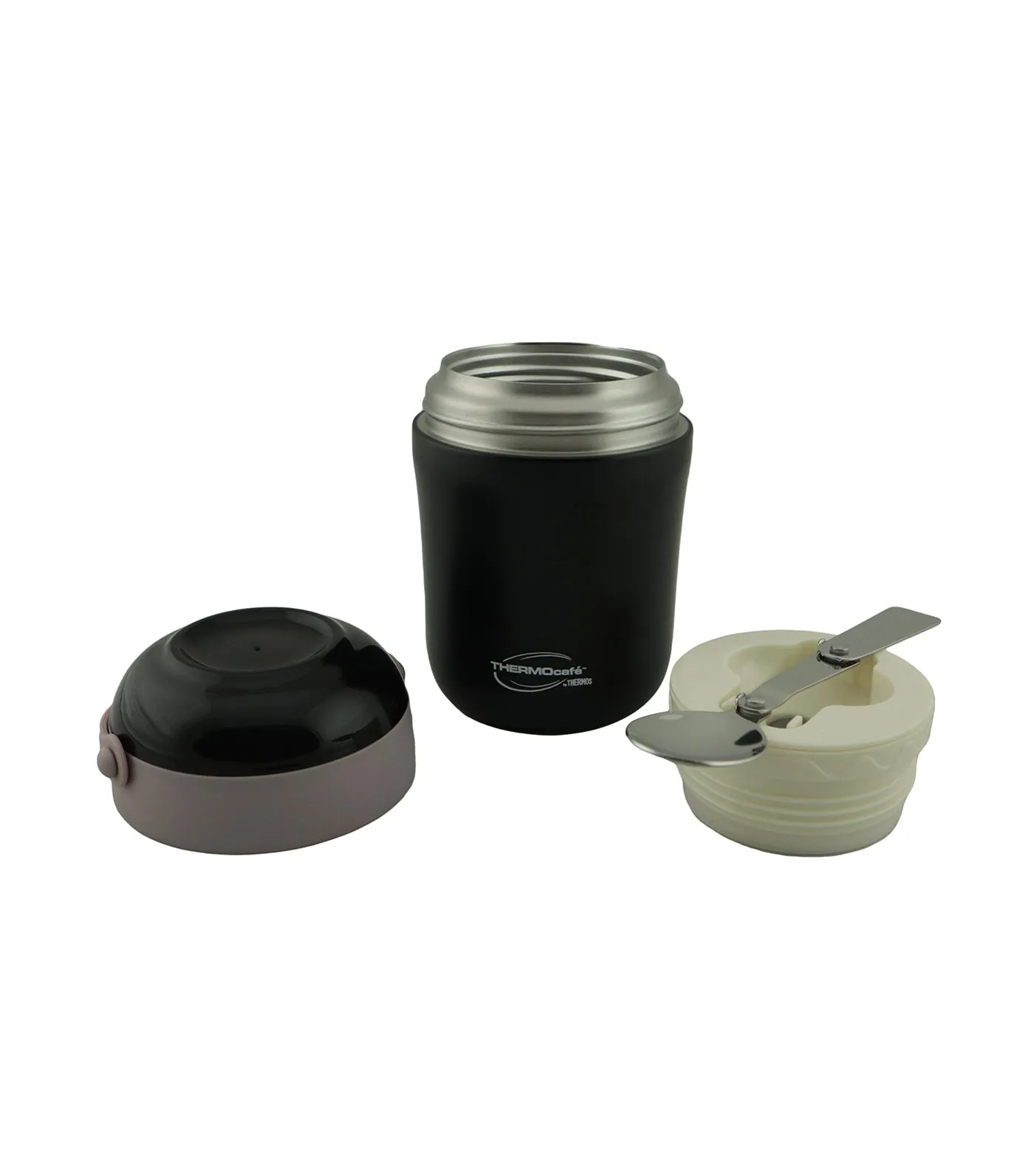 Insulated Food Jar with Stainless Steel Spoon - Black