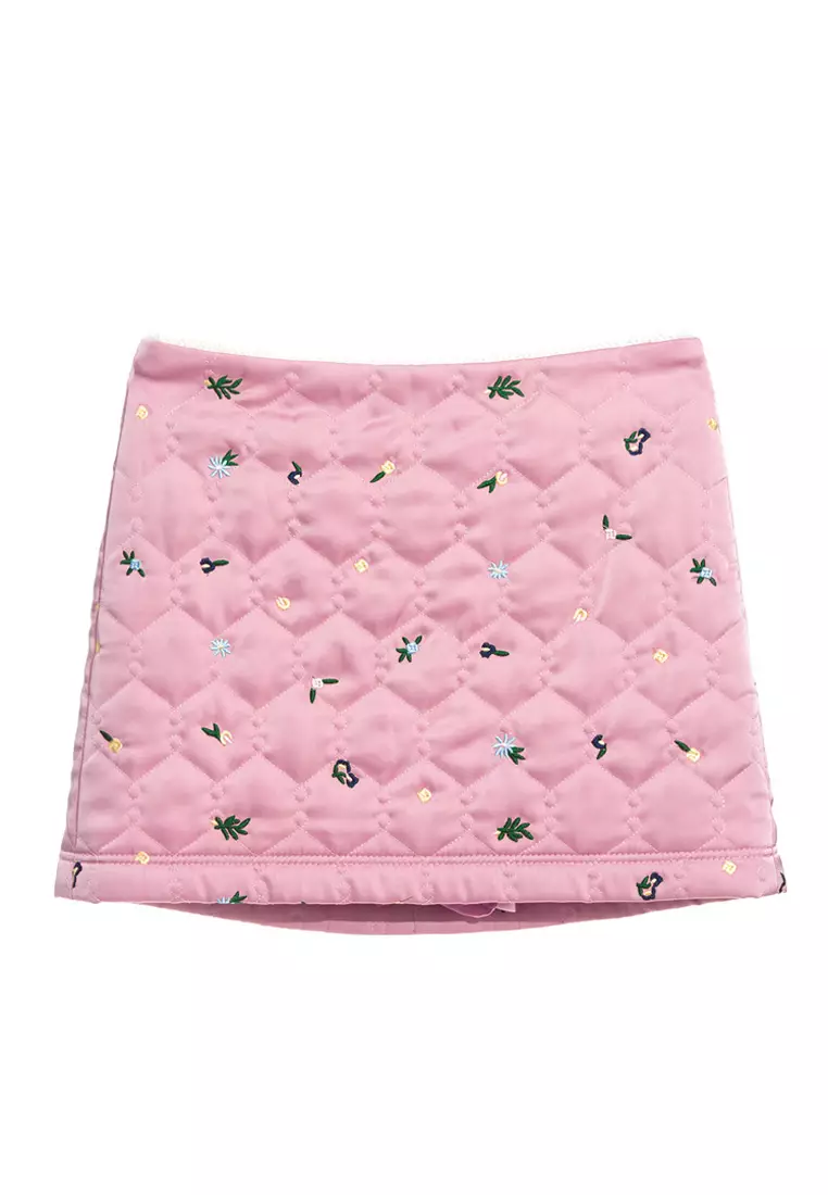 iROO Basic Quilted Embroidered  Skirt