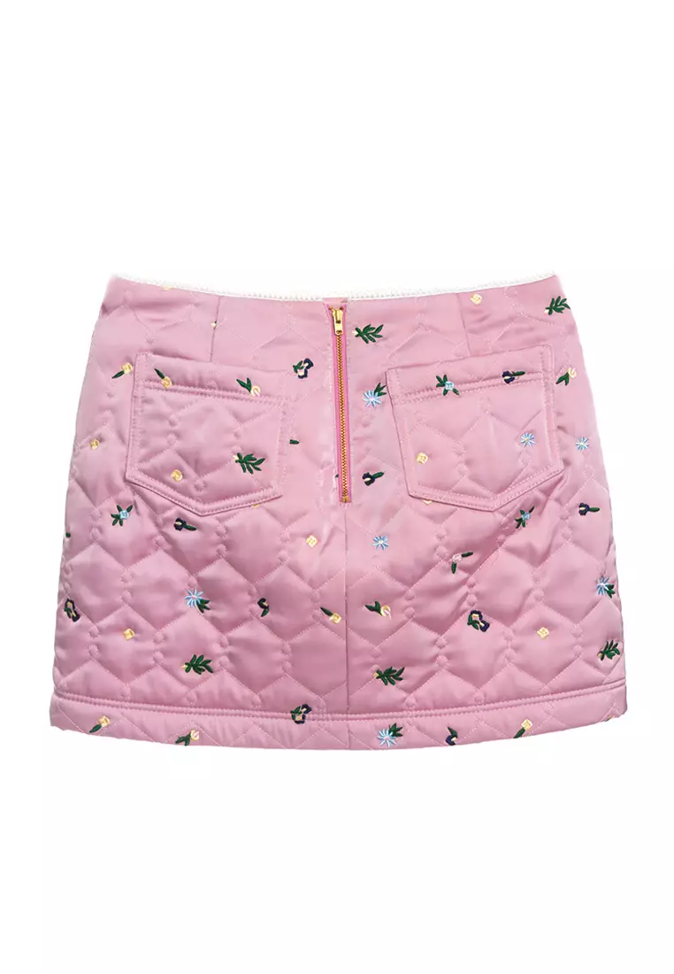 iROO Basic Quilted Embroidered  Skirt