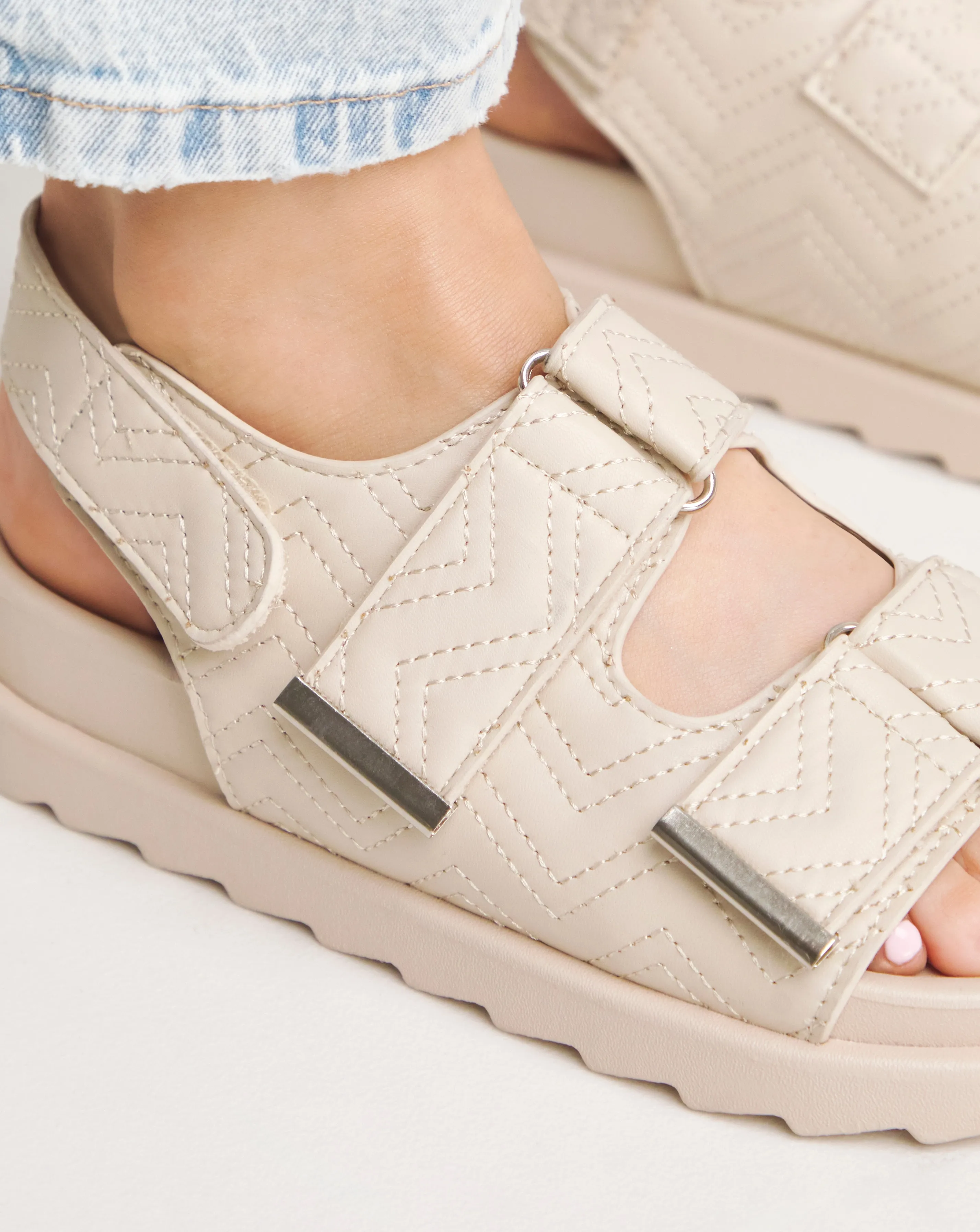 Jess Quilted Touch and Close Sandals Extra Wide EEE Fit | Simply Be