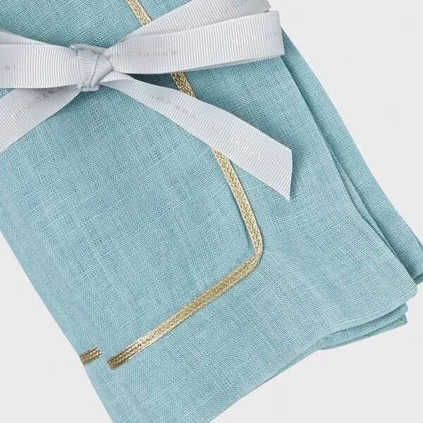 Joanna Buchanan Gold Trim Dinner Napkins, Blue