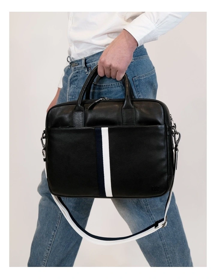 Leather Business/Computer Bag in Black