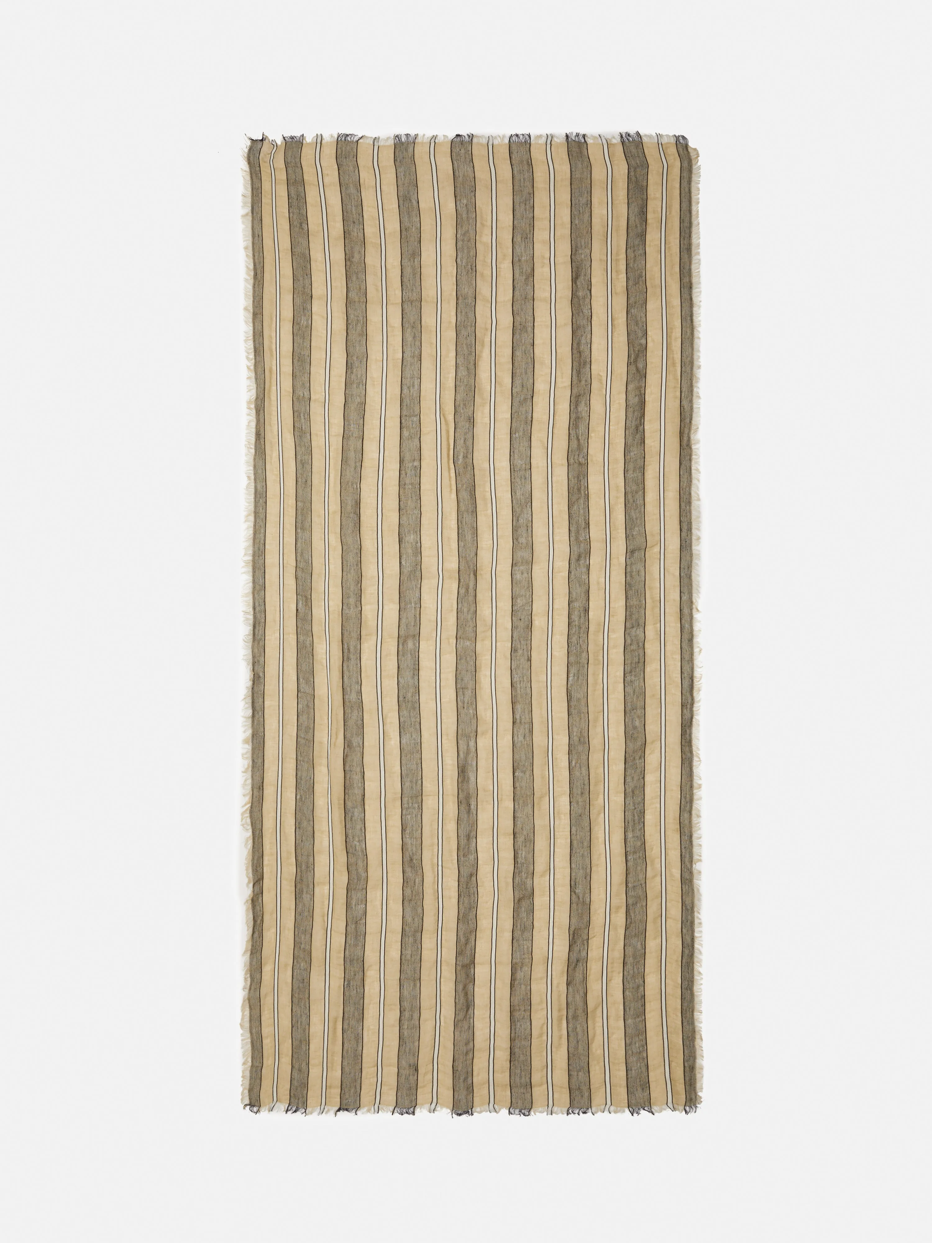 Linen Mix Stripe Woven Scarf | Natural