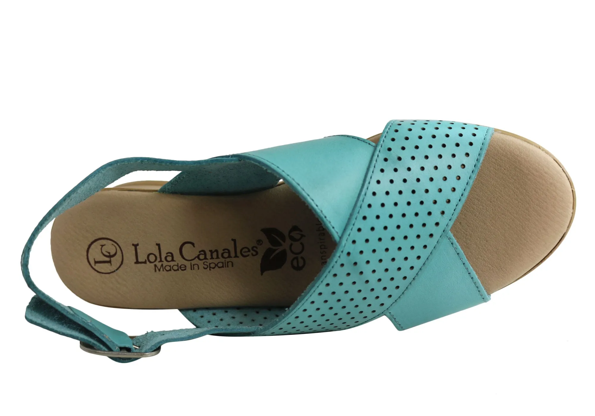 Lola Canales Eden Womens Comfort Leather Wedge Sandals Made In Spain