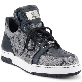 Mauri 8440/1 Fabric / Calfskin / Baby Crocodile Sneakers Black / Grey