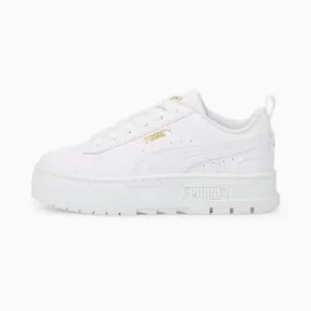 Mayze Girls' Leather Sneakers - Kids 4-8 years | Puma White-Puma Team Gold | PUMA Sneakers | PUMA 