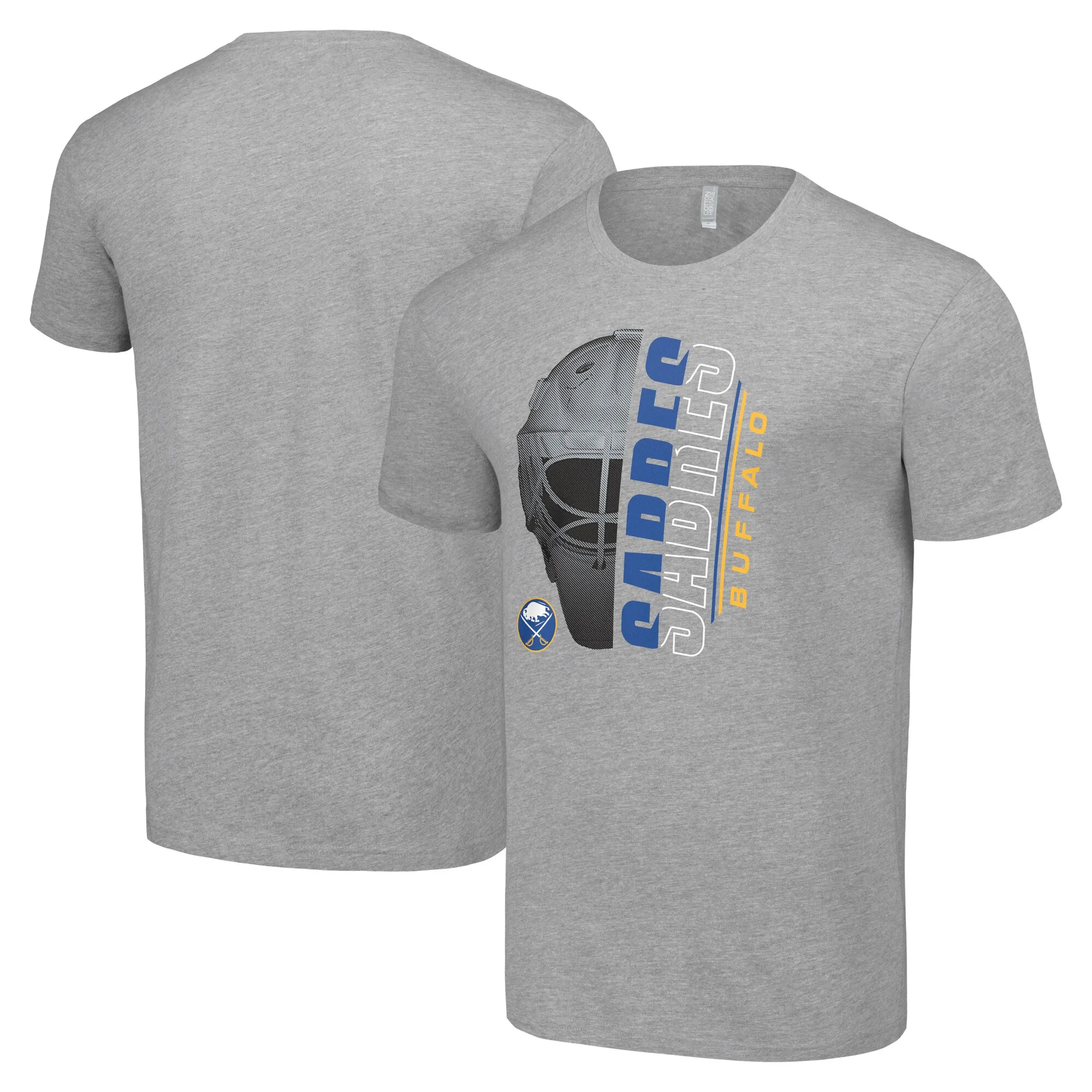 Men's Buffalo Sabres Starter Heather Gray Half Helmet Logo T-Shirt