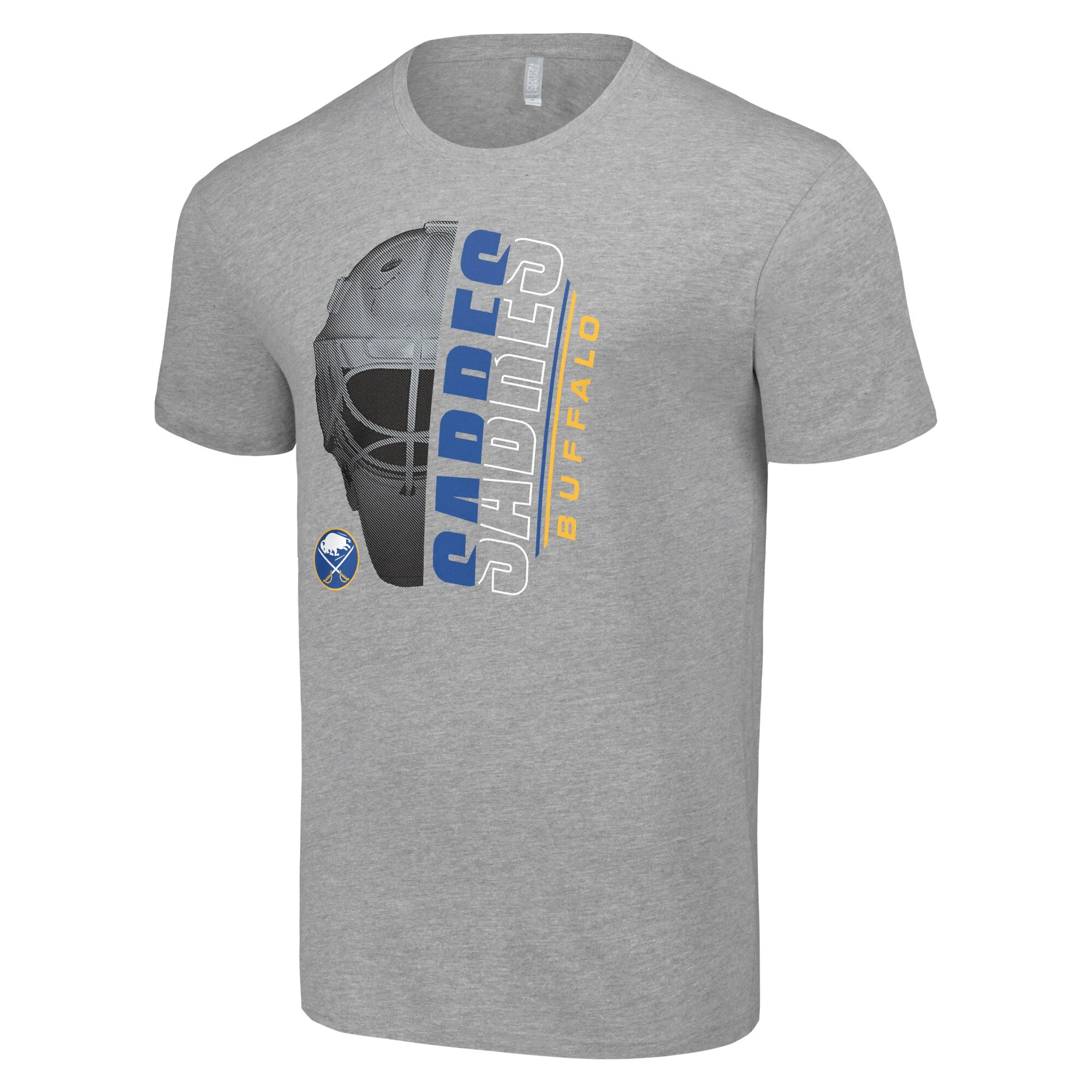 Men's Buffalo Sabres Starter Heather Gray Half Helmet Logo T-Shirt