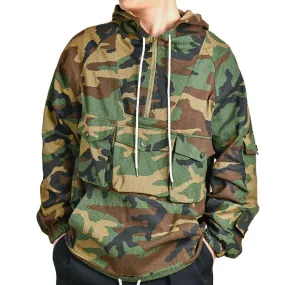 MEN'S OUTDOOR MULTI-POCKET CAMO PULLOVER HOODIE 32469303X