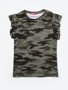     ME.N.U  Girls' Ruffle Camo Tank    