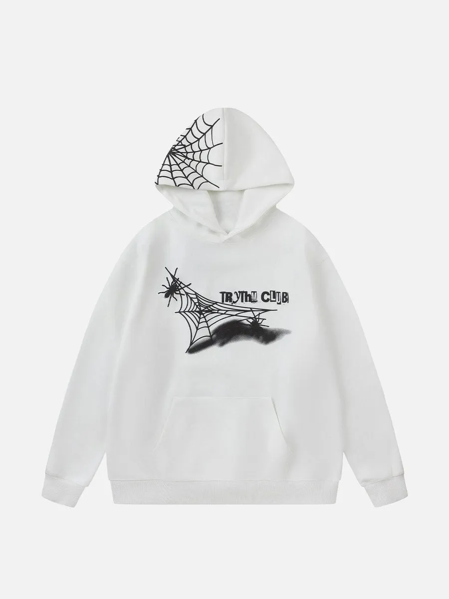 NEV Smoke Spider Web Pattern Hoodie