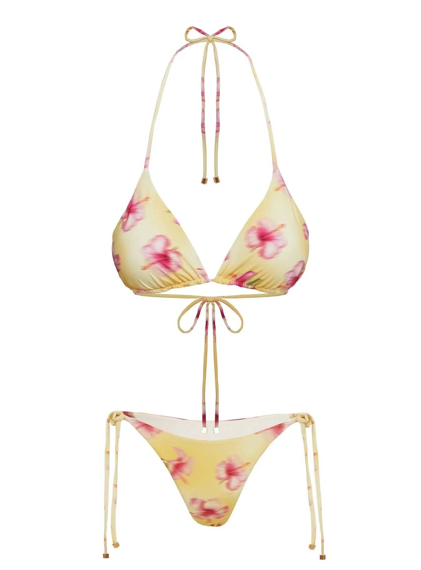 Nevaeh Triangle Bikini Top Yellow Floral