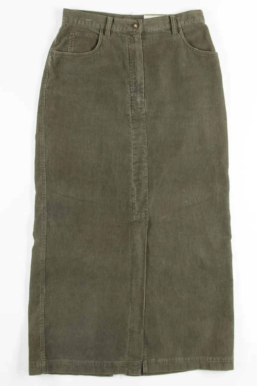 Olive Corduroy Maxi Skirt