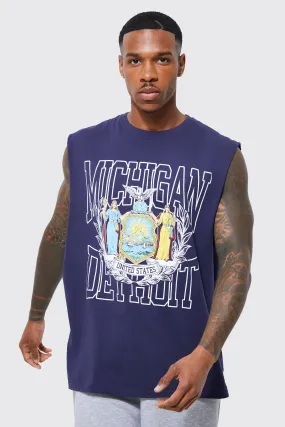 Oversized Michigan Varsity Tank | boohooMAN UK