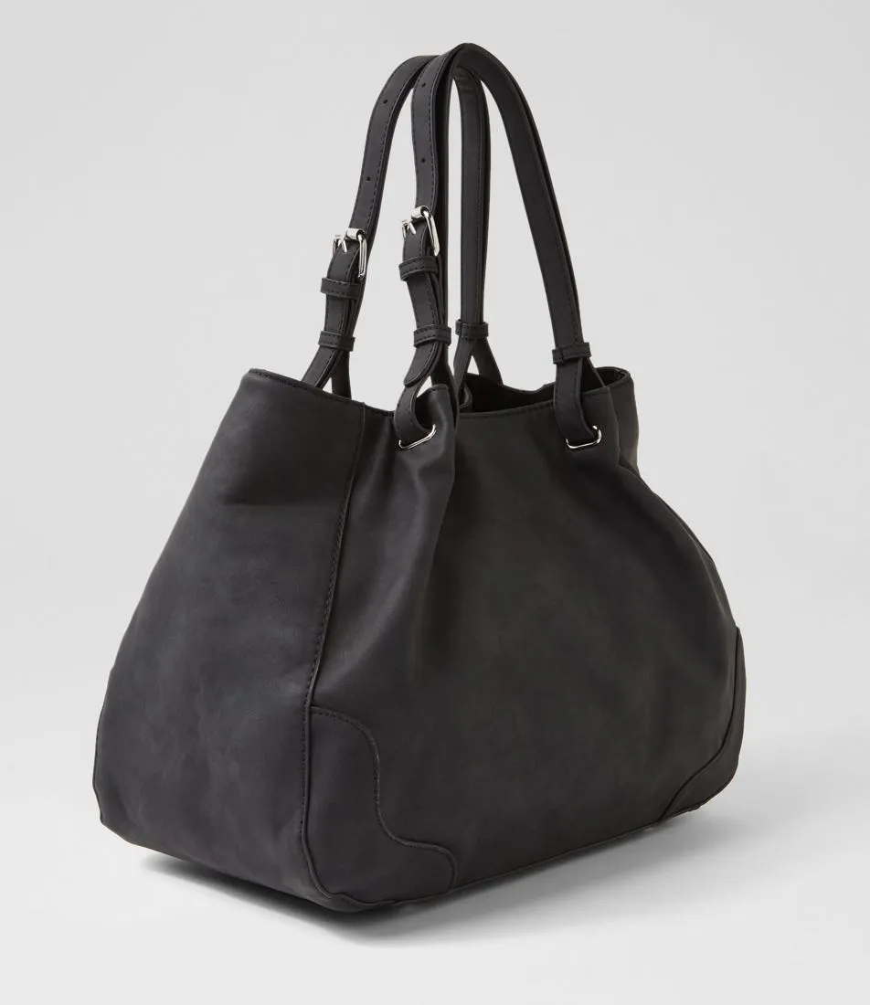 PETA & JAIN Waverly Black Nubuck Pu Tote