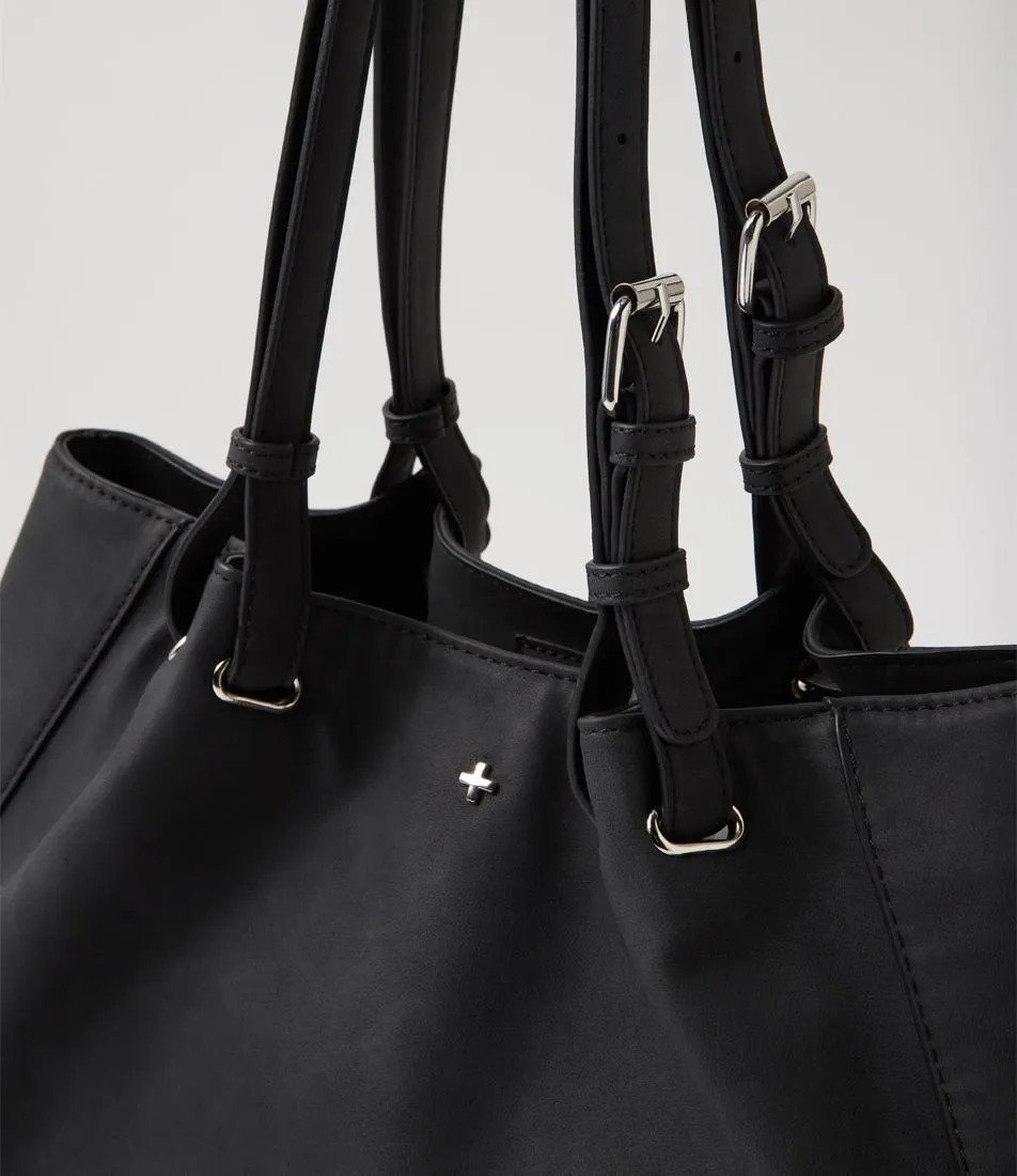 PETA & JAIN Waverly Black Nubuck Pu Tote