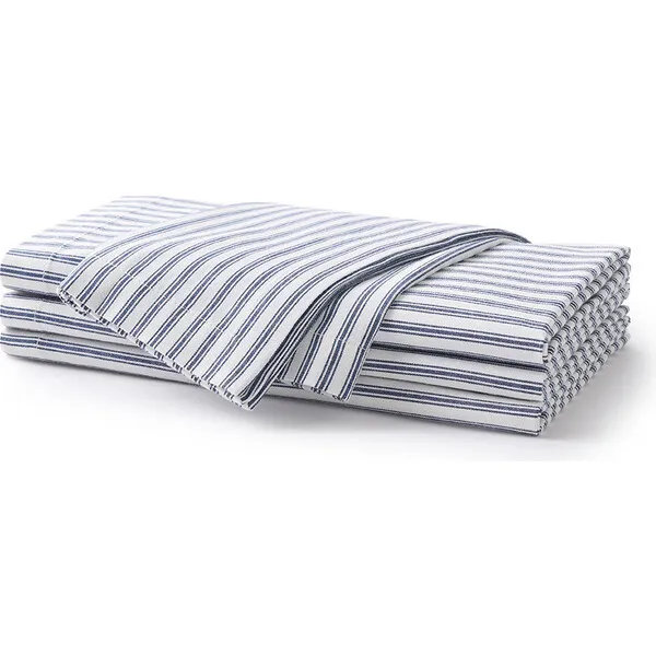 Petite Plume Set of 4 Napkins, Navy French Ticking