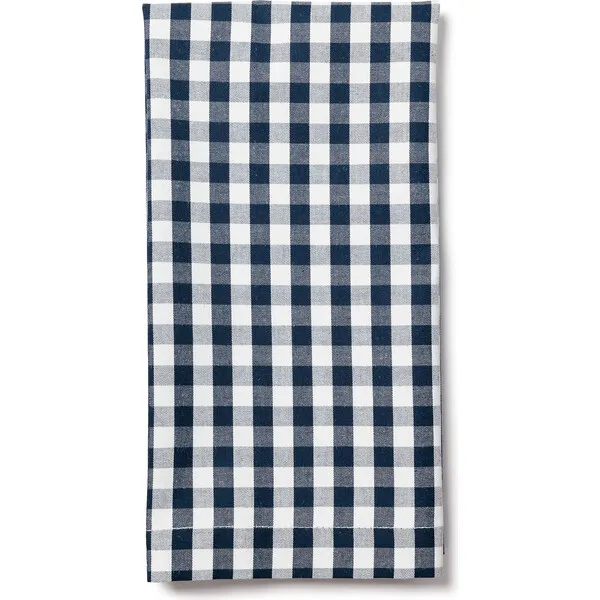 Petite Plume Set of 4 Napkins, Navy Gingham