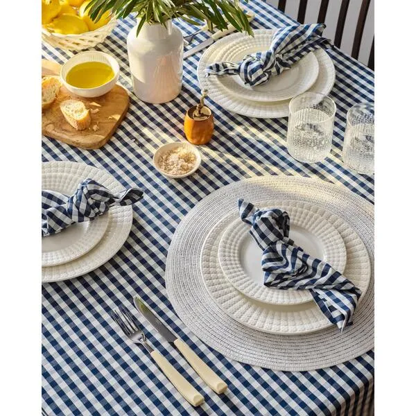 Petite Plume Set of 4 Napkins, Navy Gingham