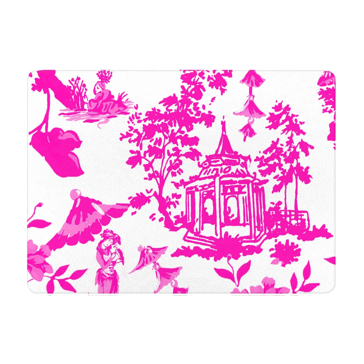 ----------Pink Chinoiserie Pagoda Glass Cutting Board---------