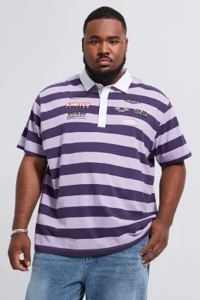 Plus Oversized Moto Graphic Stripe Polo