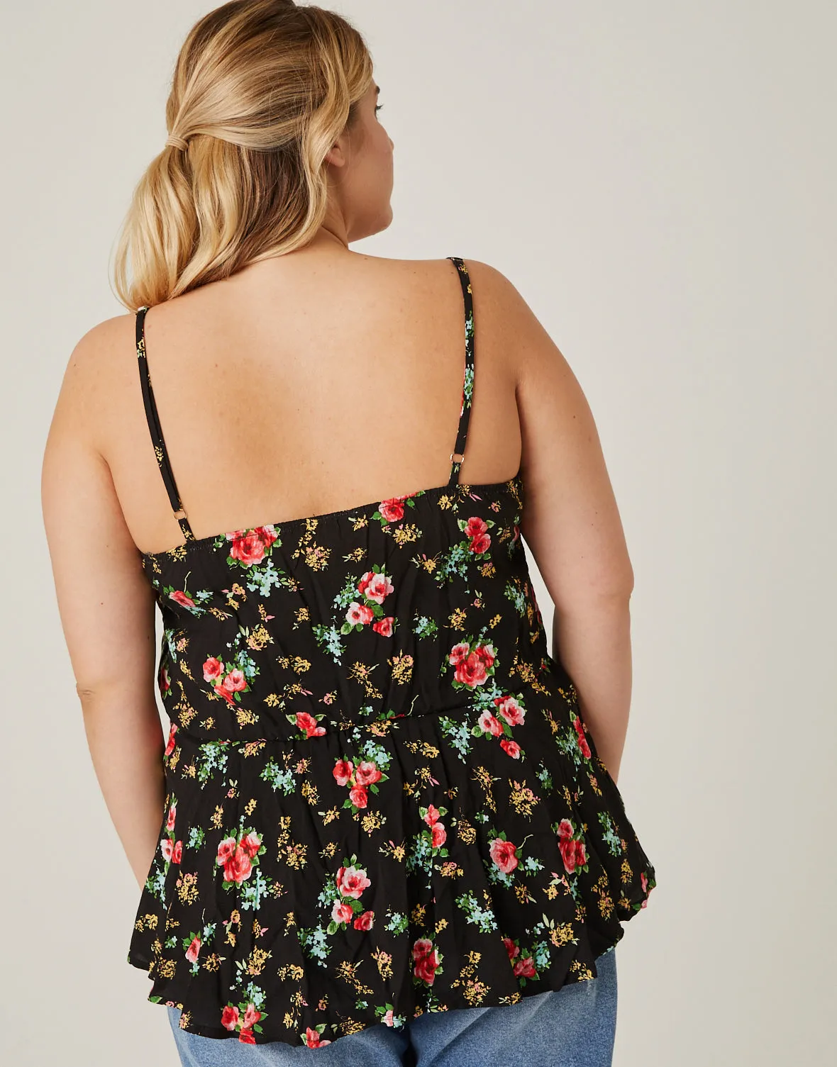 Plus Size Roses Spaghetti Strap Tank