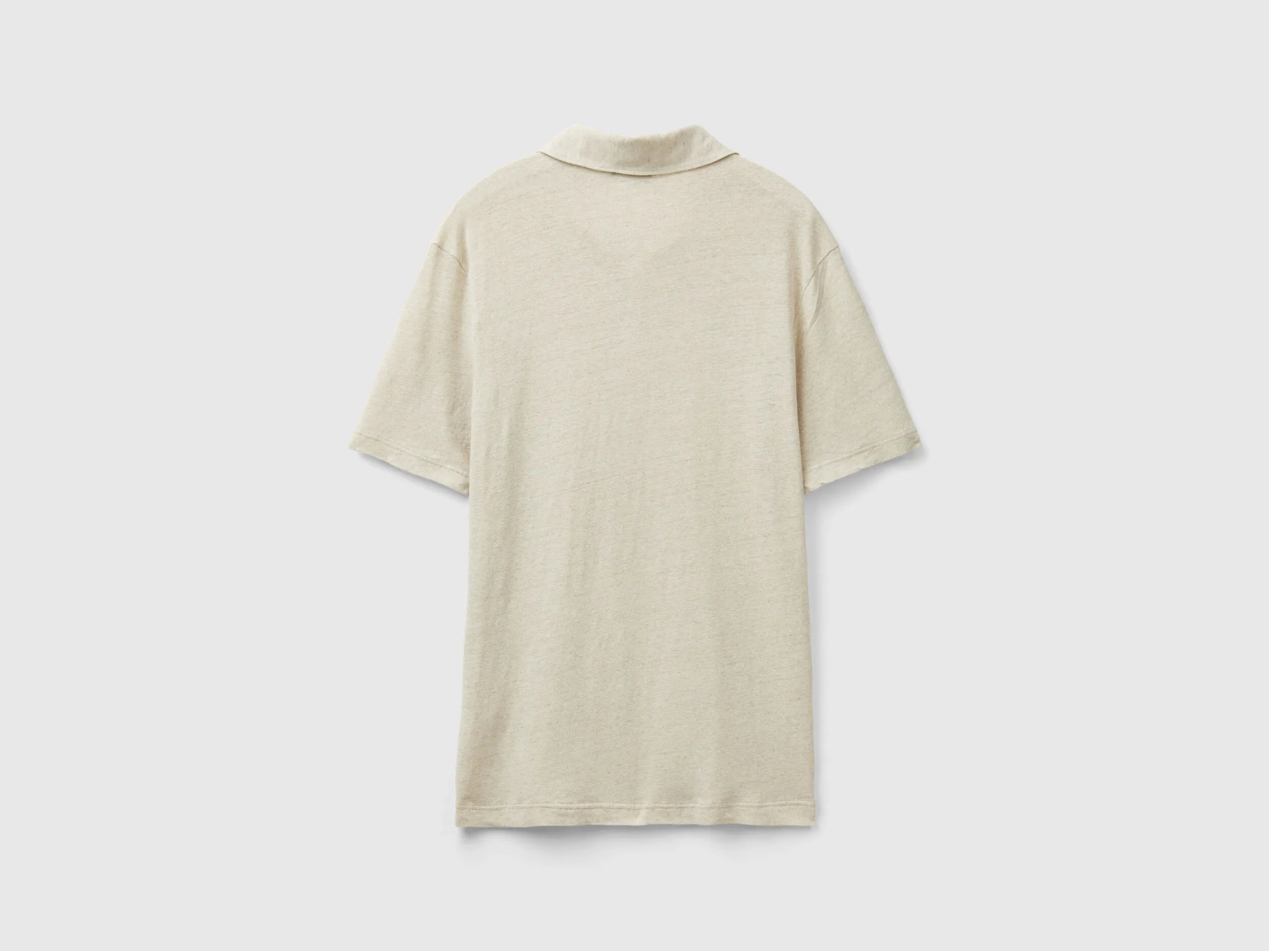 Polo in linen blend - Beige | Benetton