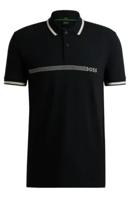 Polo shirt with stripes and logo